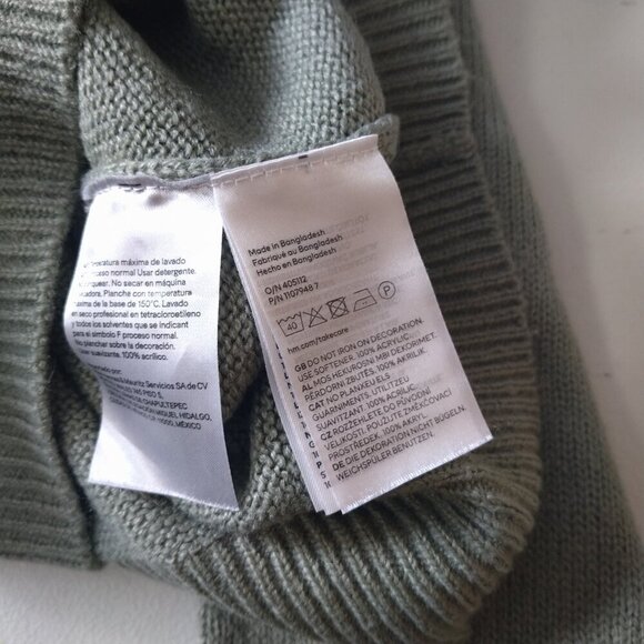 Divided H&M Women's Medium Light Green Embroidered Floral Cropped Knit Sweater - Picture 6 of 6